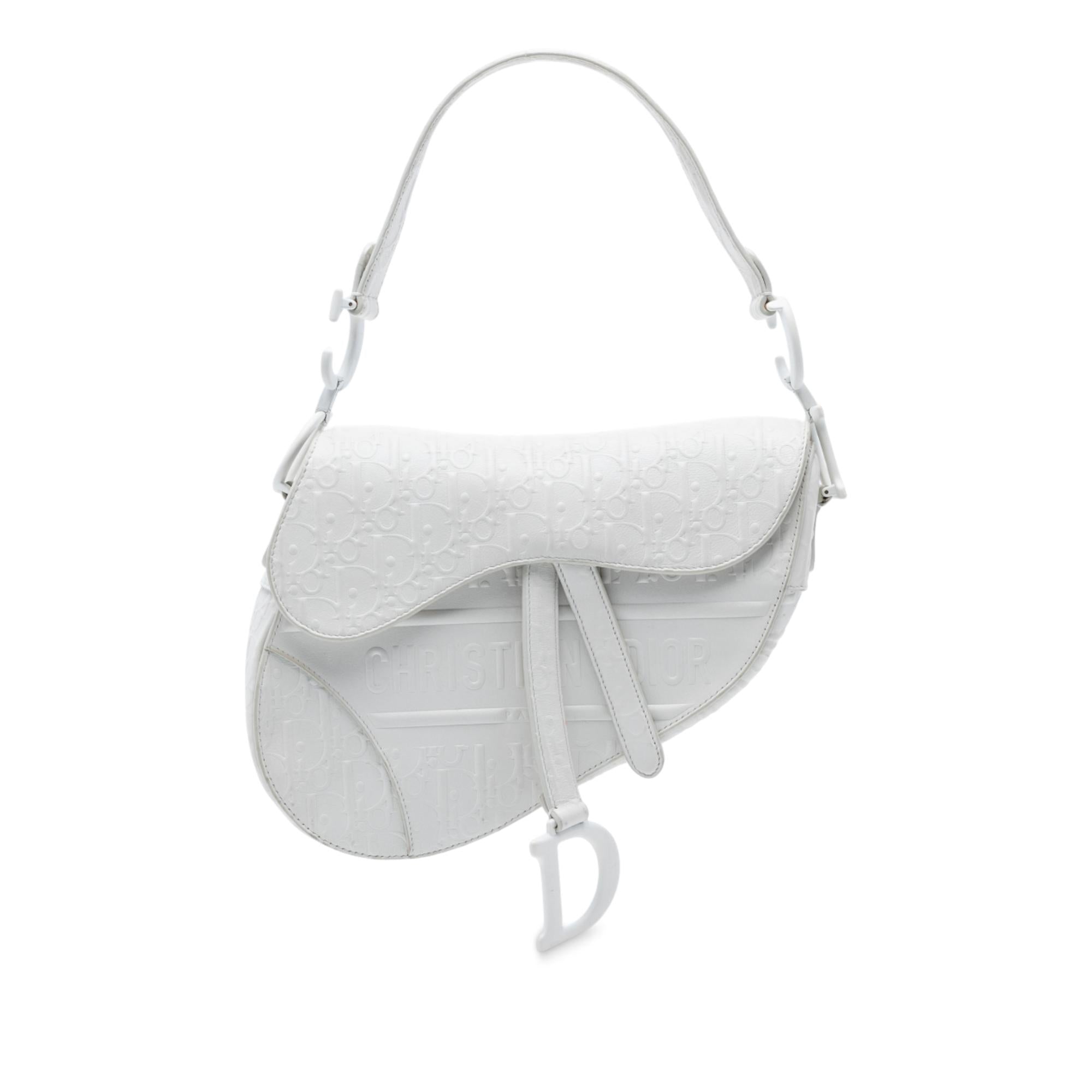 Dior Oblique Embossed Calfskin Saddle Bag