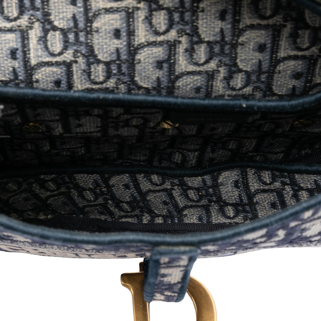Dior Oblique Embroidered Canvas Saddle Bag