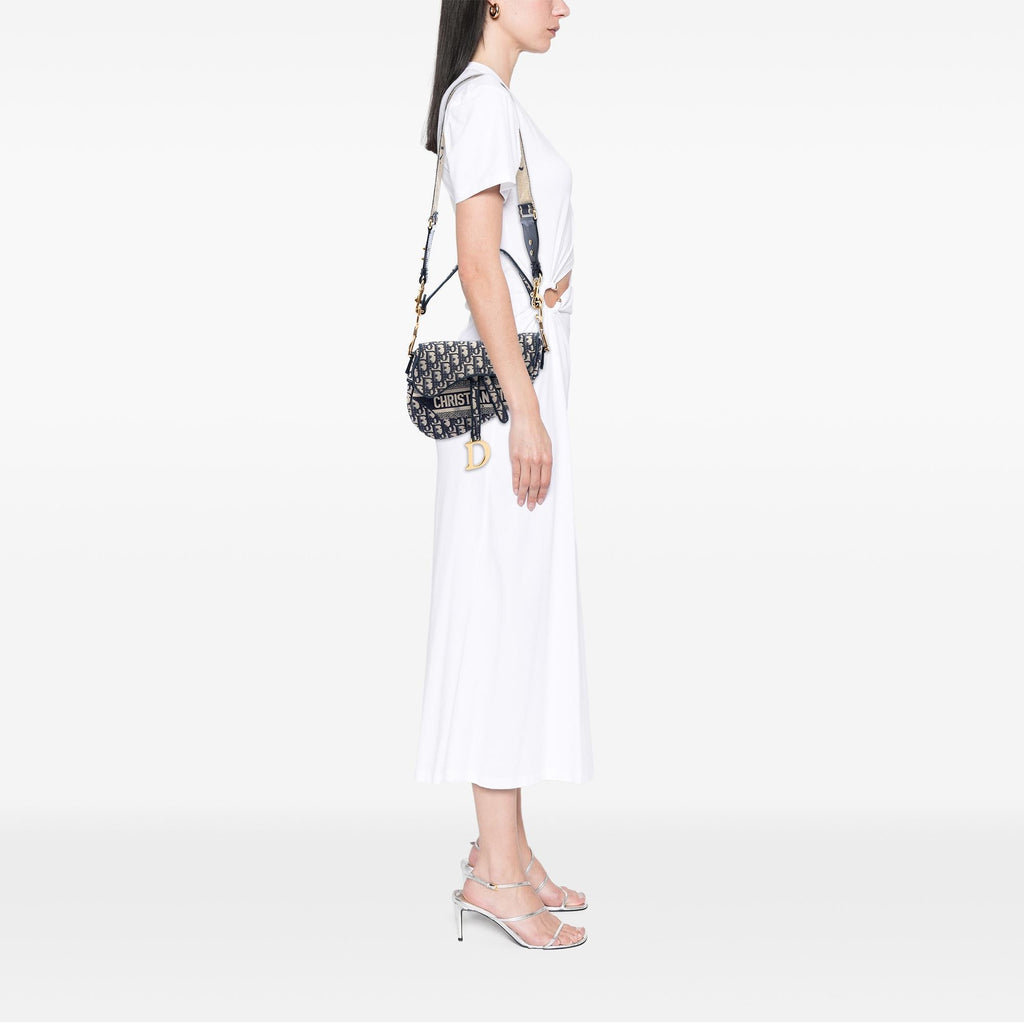 Dior Oblique Embroidered Canvas Saddle Bag