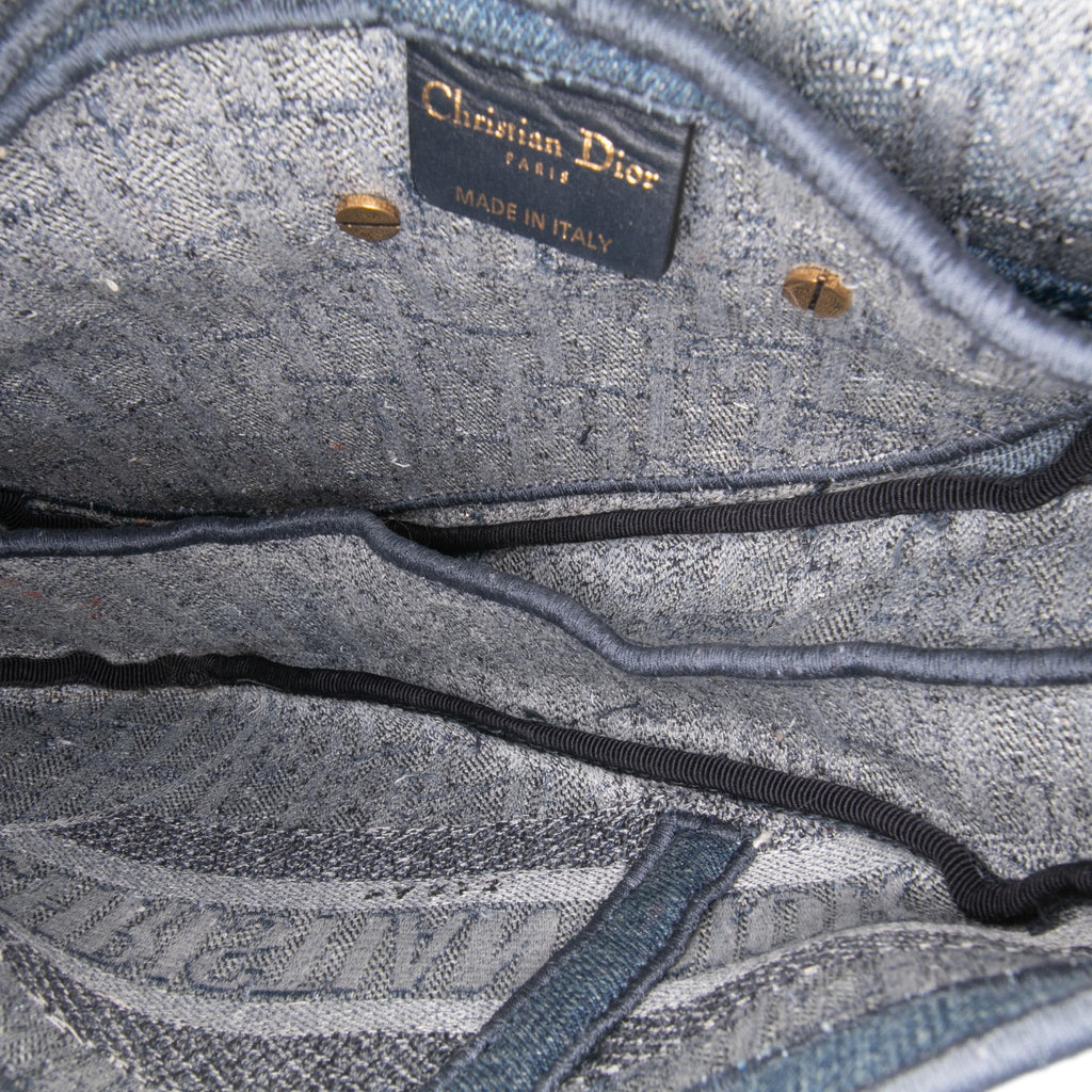 Dior Oblique Embroidered Denim Saddle Bag