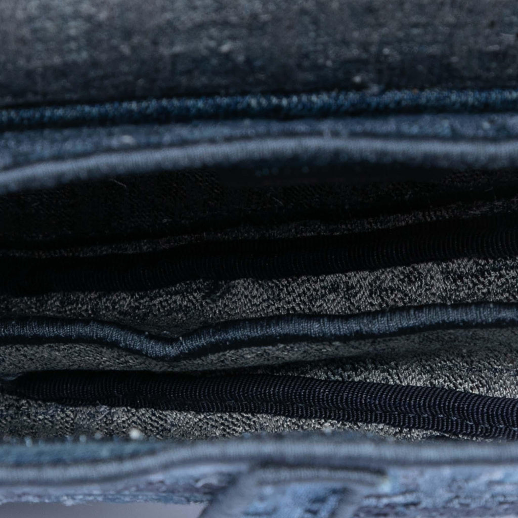 Dior Oblique Embroidered Denim Saddle Bag