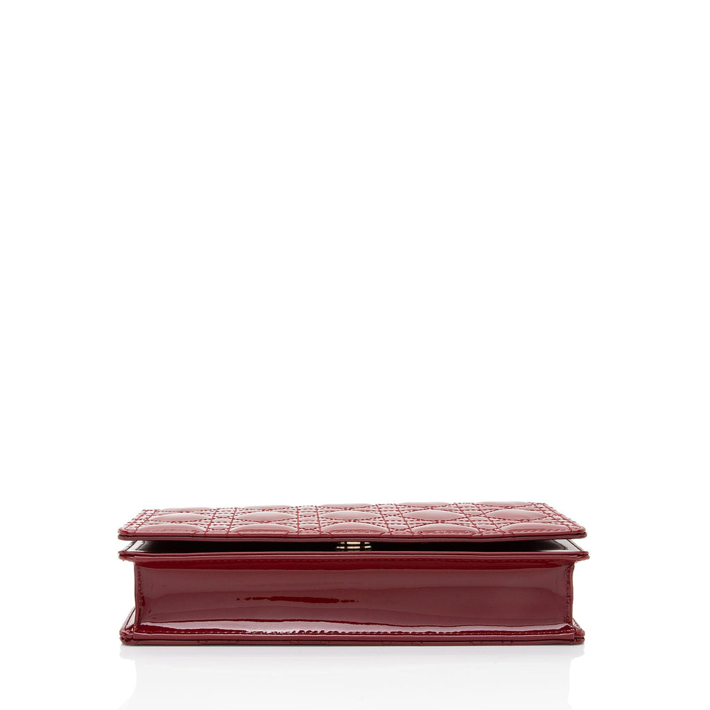 Dior Patent Leather Cannage Lady Dior Wallet on Chain (SHF-w2ghq7)