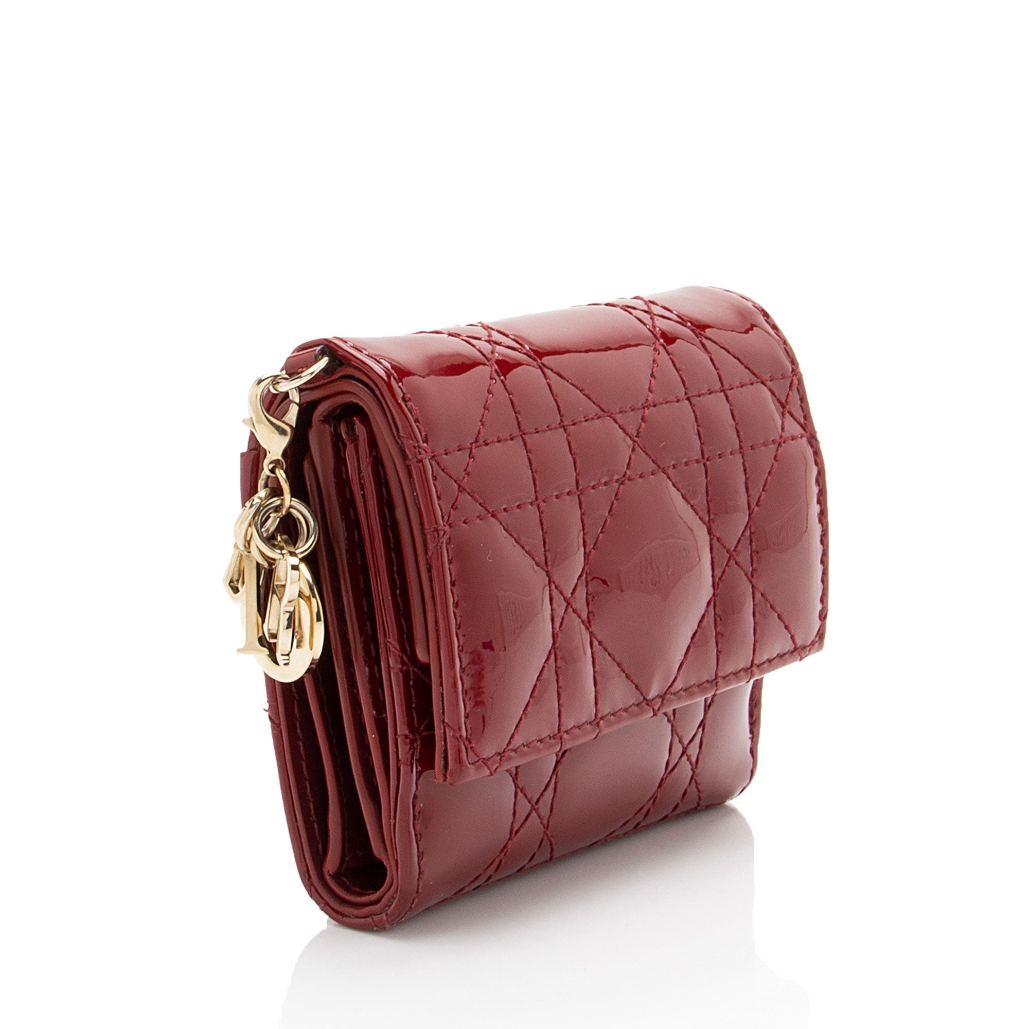 Dior Patent Leather Lady Dior Lotus Wallet