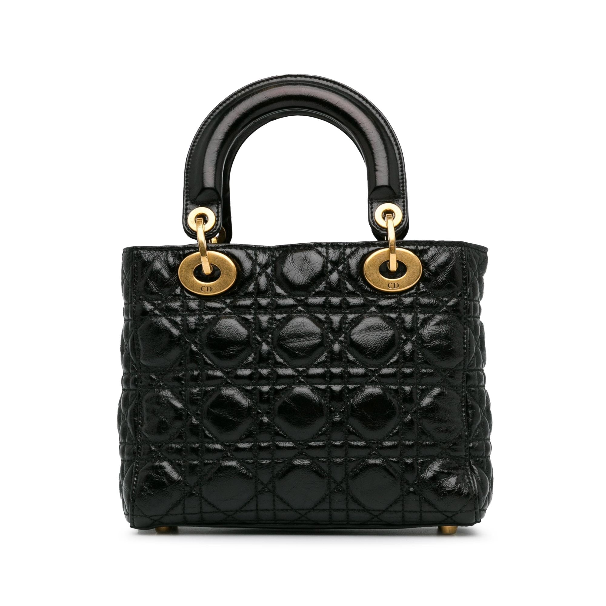 Dior Small Crinkled Patent Cannage Lucky Badges My Lady Dior (SHG-RZhaEd)