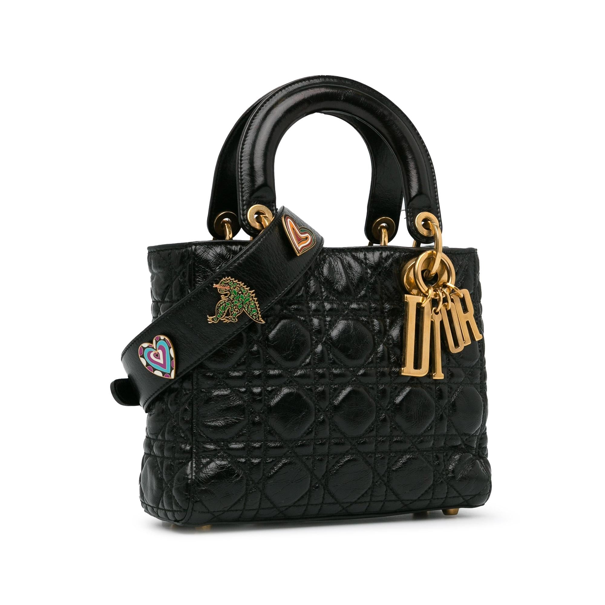 Dior Small Crinkled Patent Cannage Lucky Badges My Lady Dior (SHG-RZhaEd)