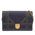 Dior Studded Denim Diorama Wallet on Chain