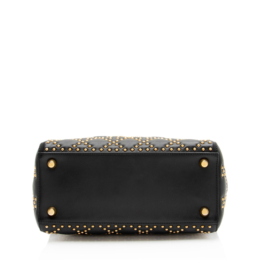 Dior Supple Lambskin Studded Lady Dior Medium Tote