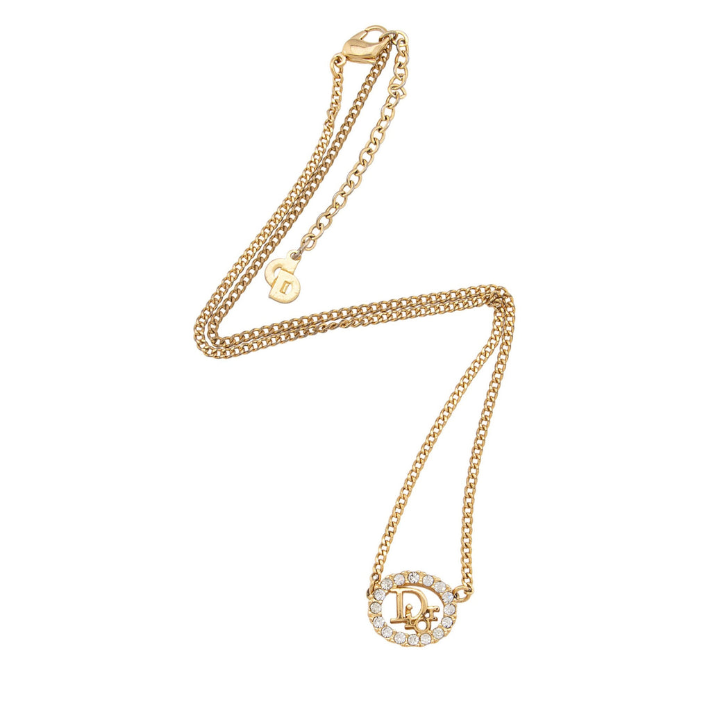 Dior Vintage Crystal Logo Necklace