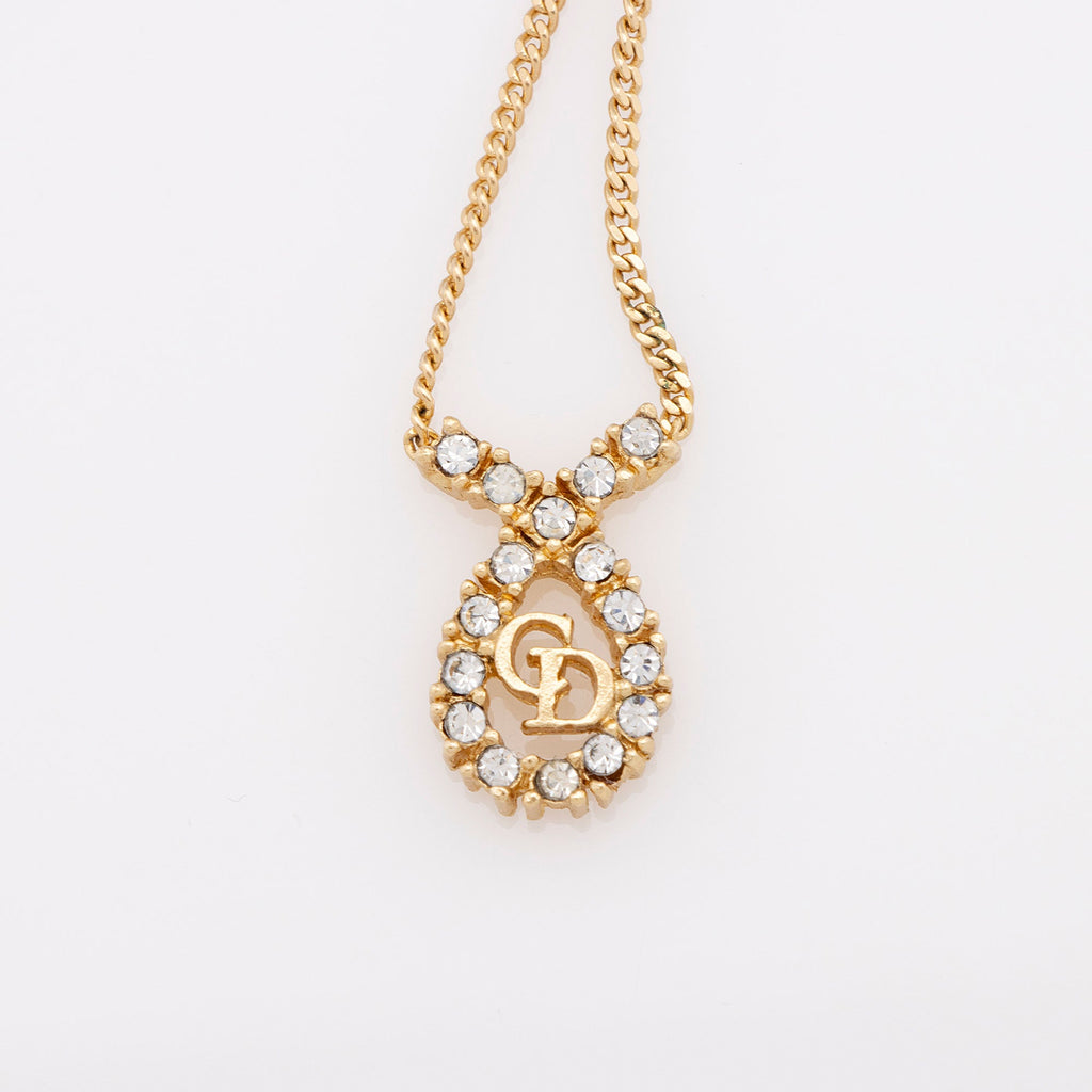 Dior Vintage Crystal Teardrop Necklace