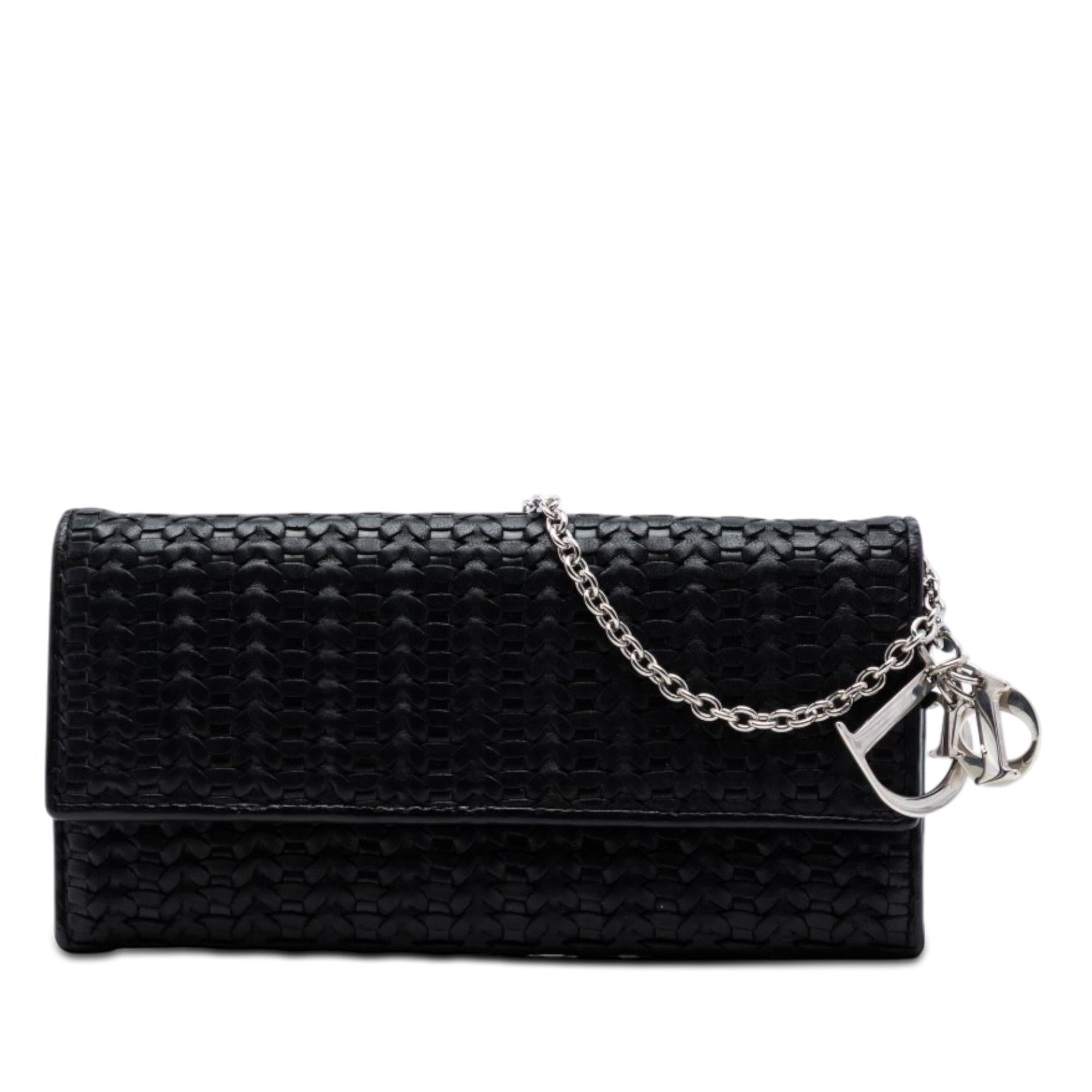 Dior Woven Lambskin Lady Dior Rendezvouz Wallet on Chain