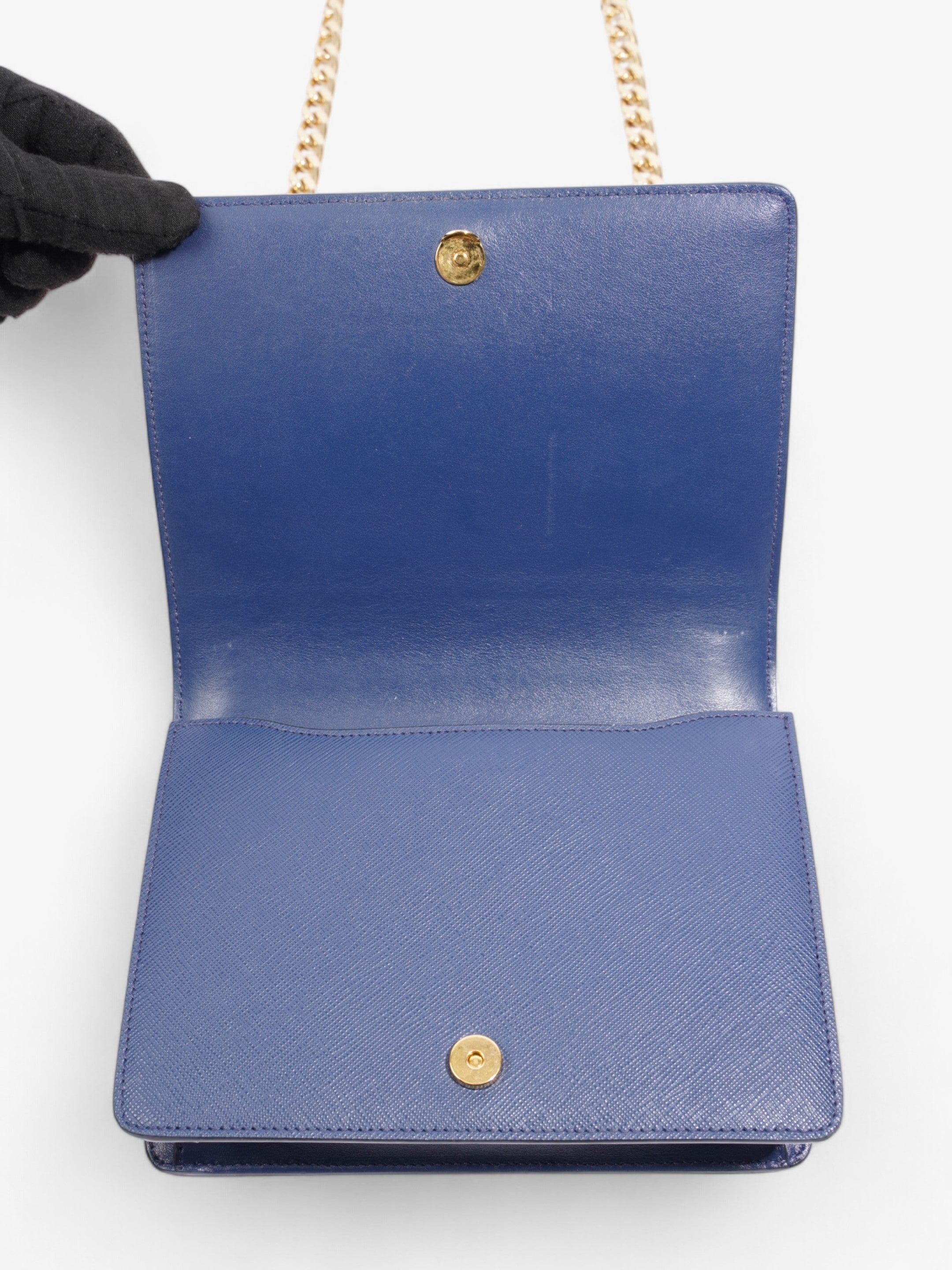 Prada Chain Shoulder Bag Cobalt Blue Saffiano Leather