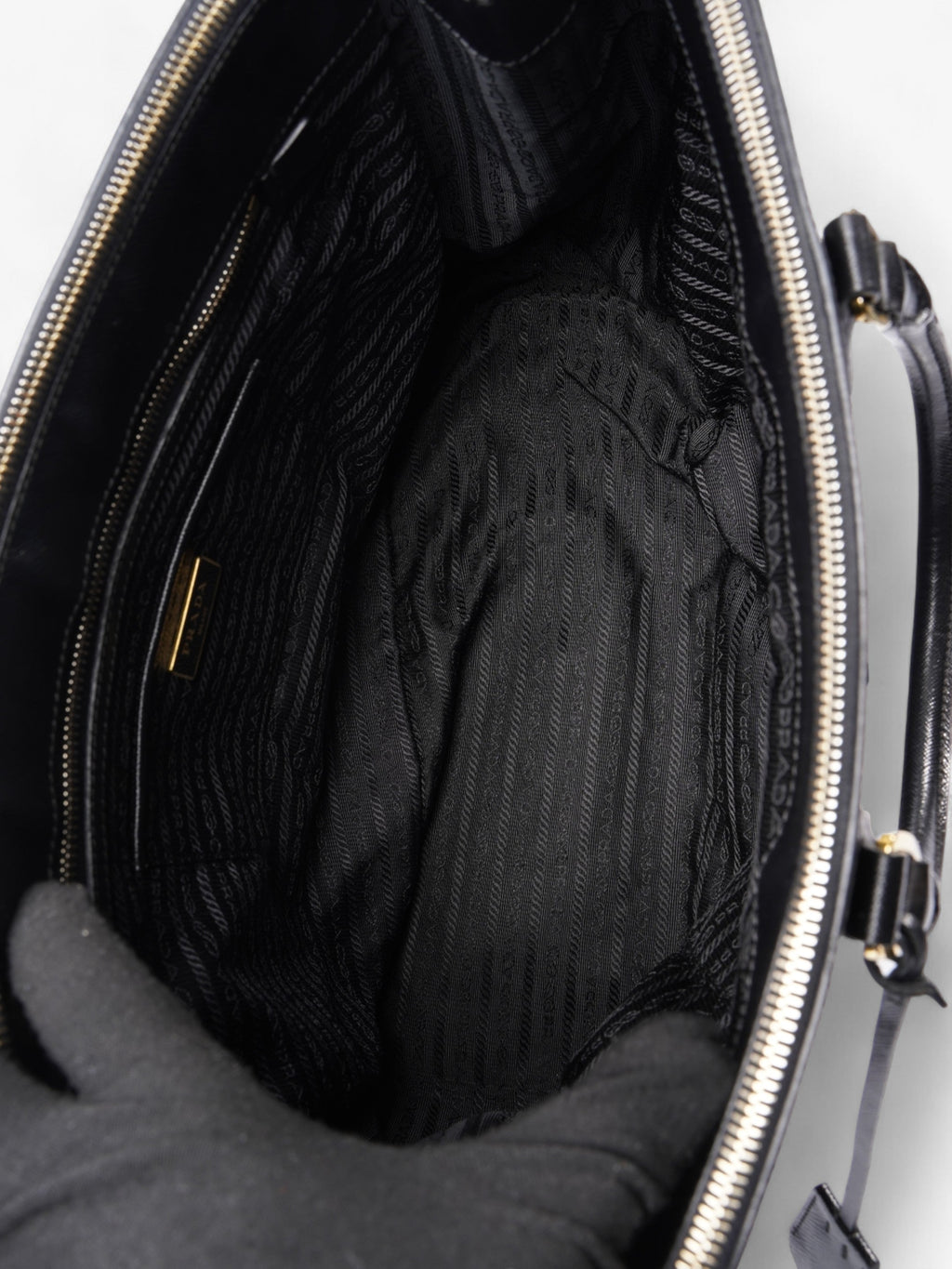 Prada Galleria Double Zip Tote Black Saffiano Leather