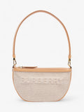 Burberry Olympia Logo Shoulder Bag Beige Cotton