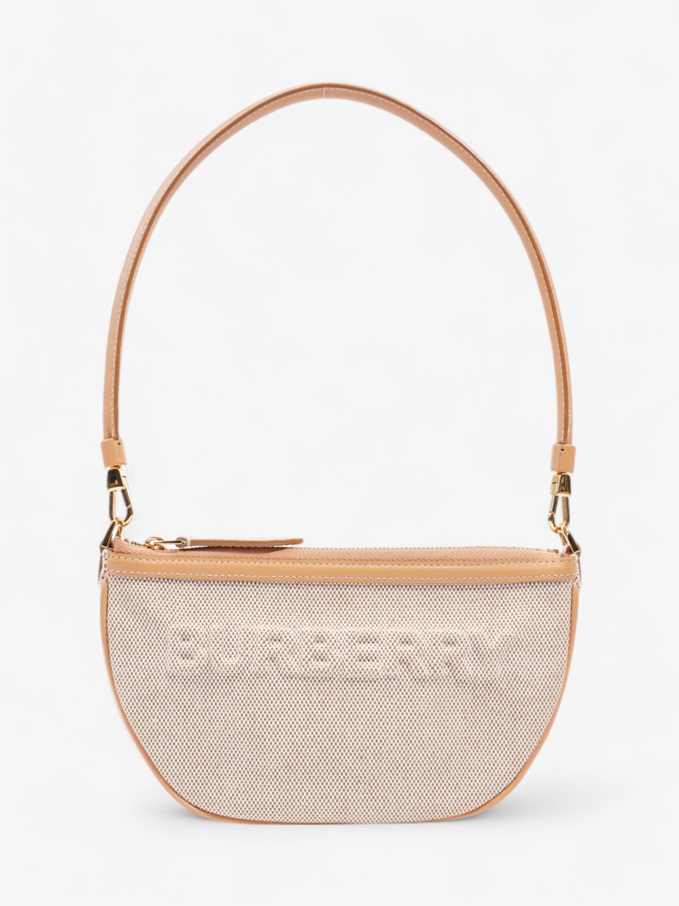 Burberry Olympia Logo Shoulder Bag Beige Cotton