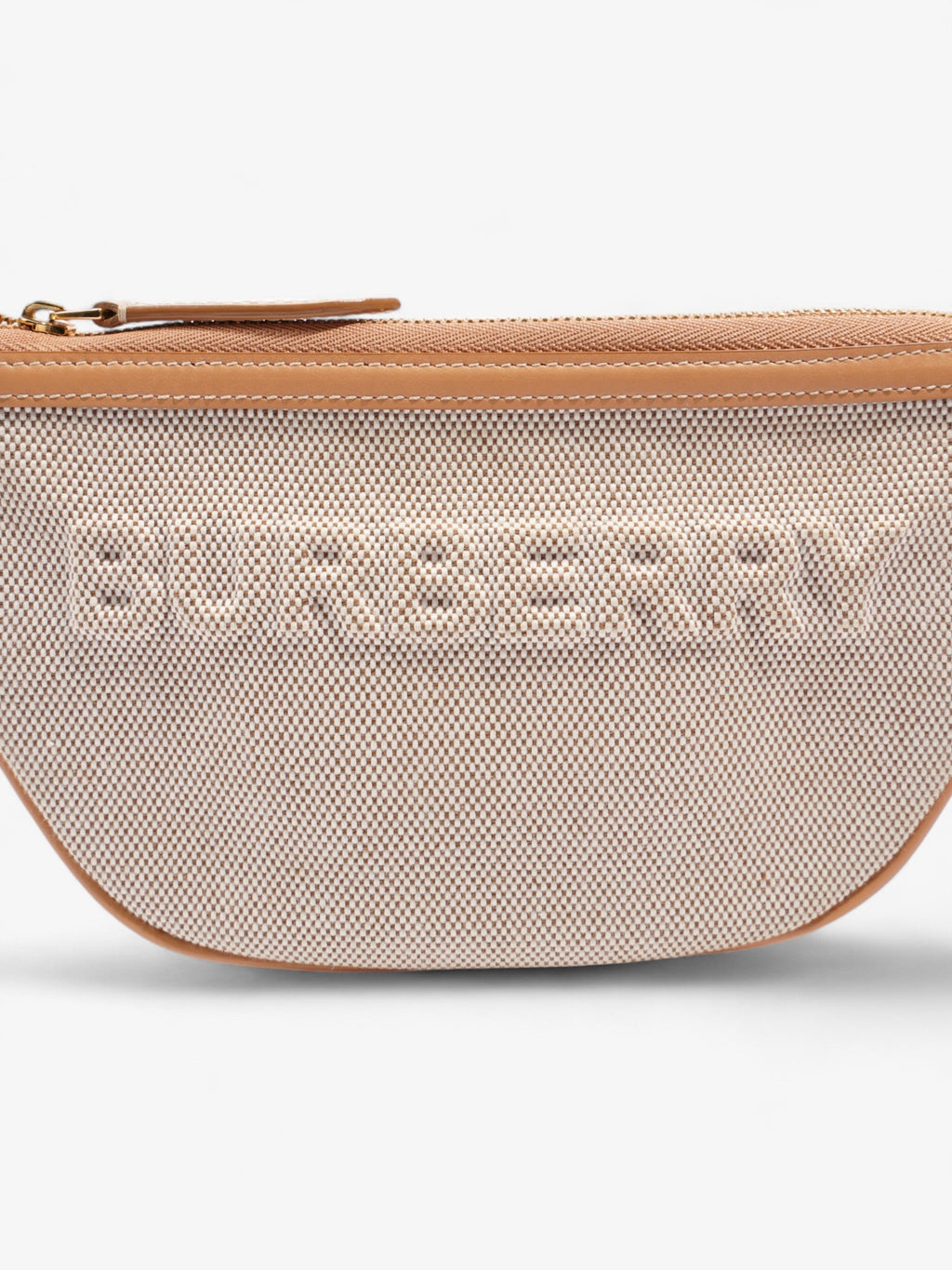 Burberry Olympia Logo Shoulder Bag Beige Cotton