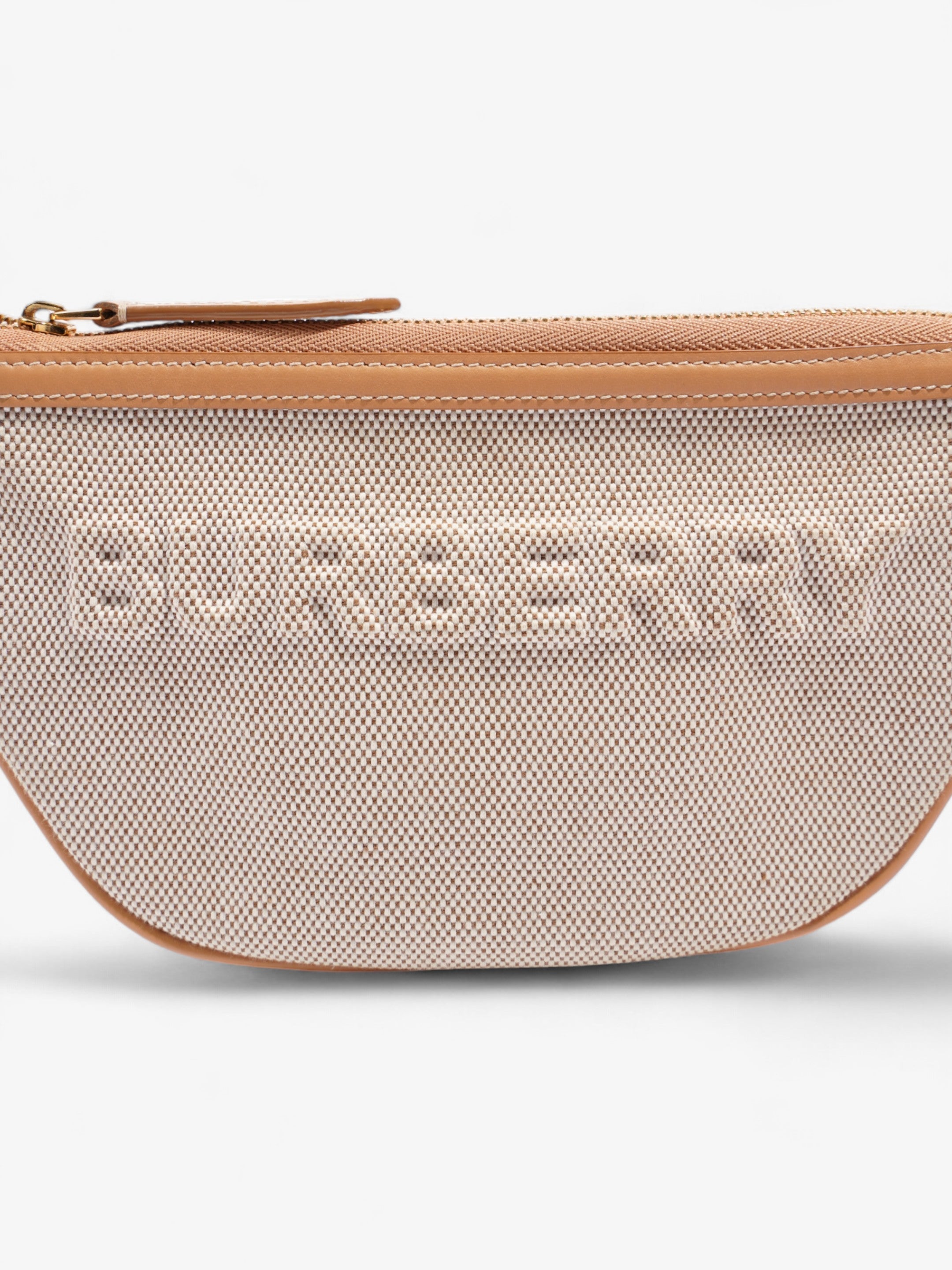 Burberry Olympia Logo Shoulder Bag Beige Cotton