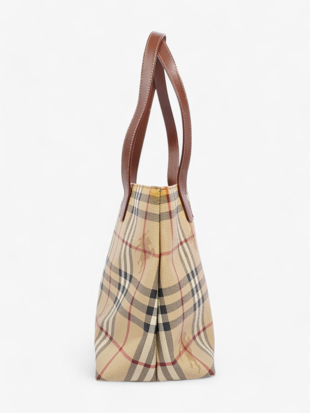 Burberry Logo Tote Bag Check Coated Canvas