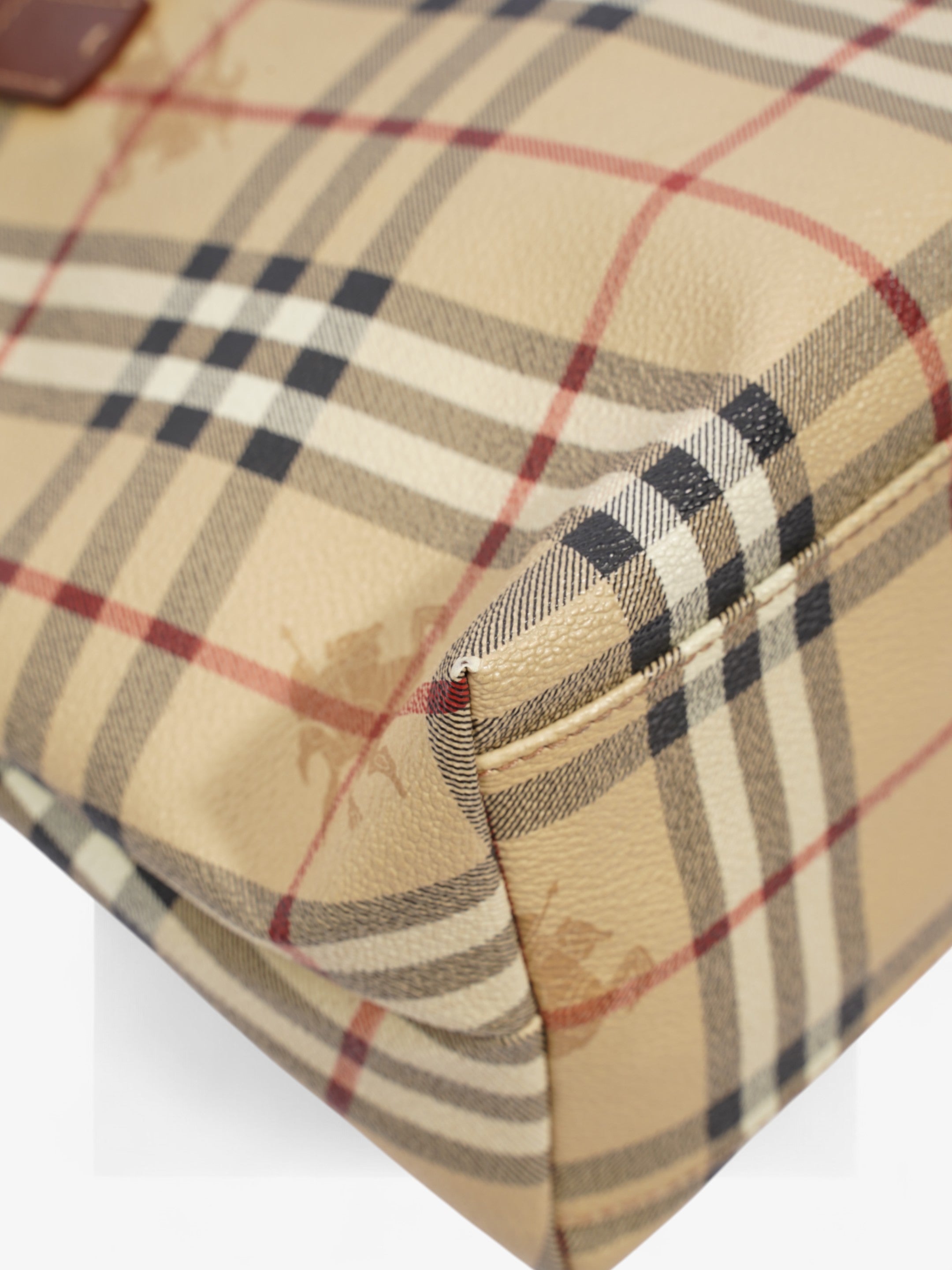 Burberry Logo Tote Bag Check Coated Canvas