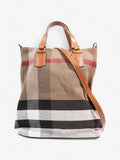 Burberry Tottenham Brit Tote Saddle Brown / House Check Canvas Medium