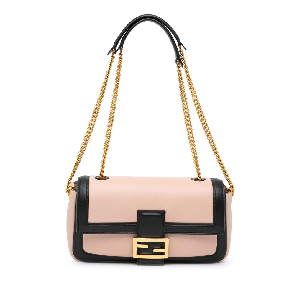 Fendi Bicolor Leather Chain Midi Baguette (SHG-AZNVmi)