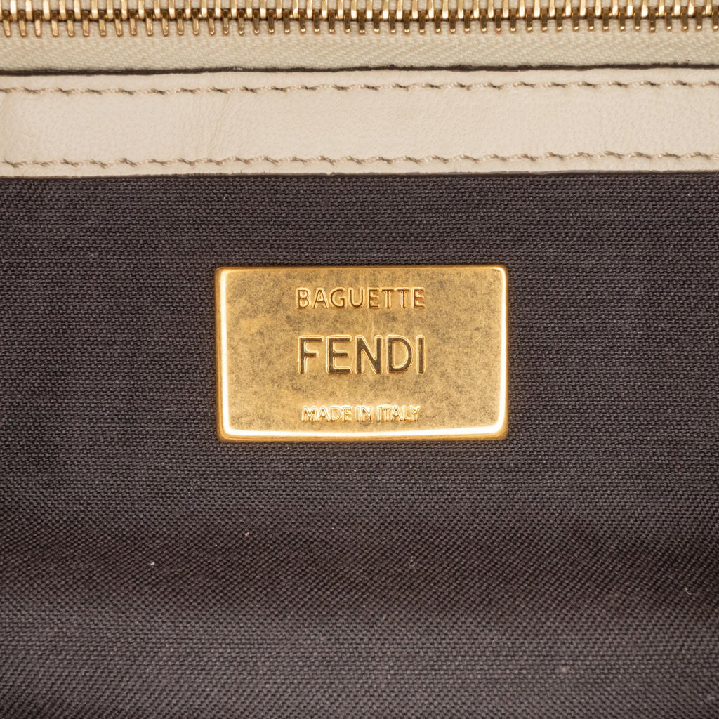 Fendi Bicolor Leather Chain Midi Baguette