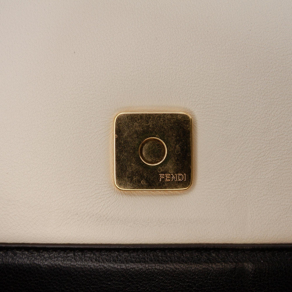 Fendi Bicolor Leather Chain Midi Baguette
