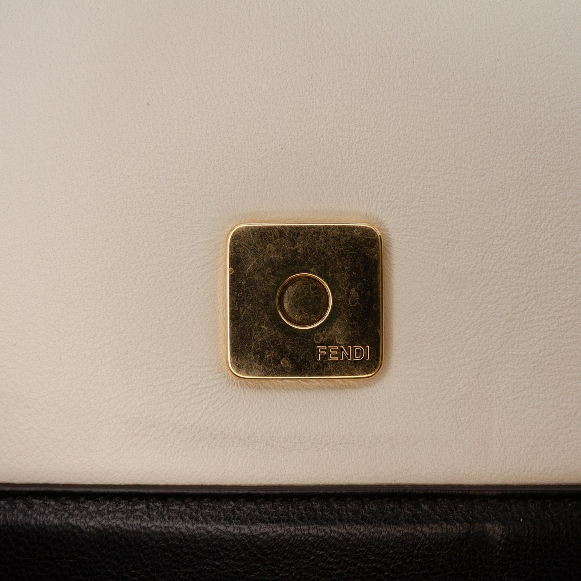 Fendi Bicolor Leather Chain Midi Baguette