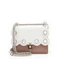 Fendi Calfskin Crystal Studded Kan I Small Shoulder Bag