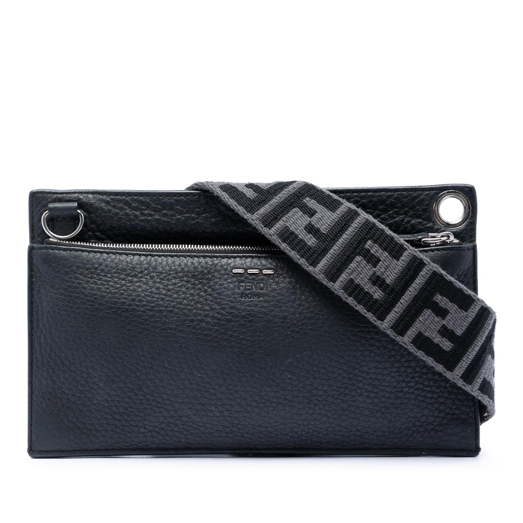 Fendi Calfskin FF 1974 Flat Pouch Crossbody
