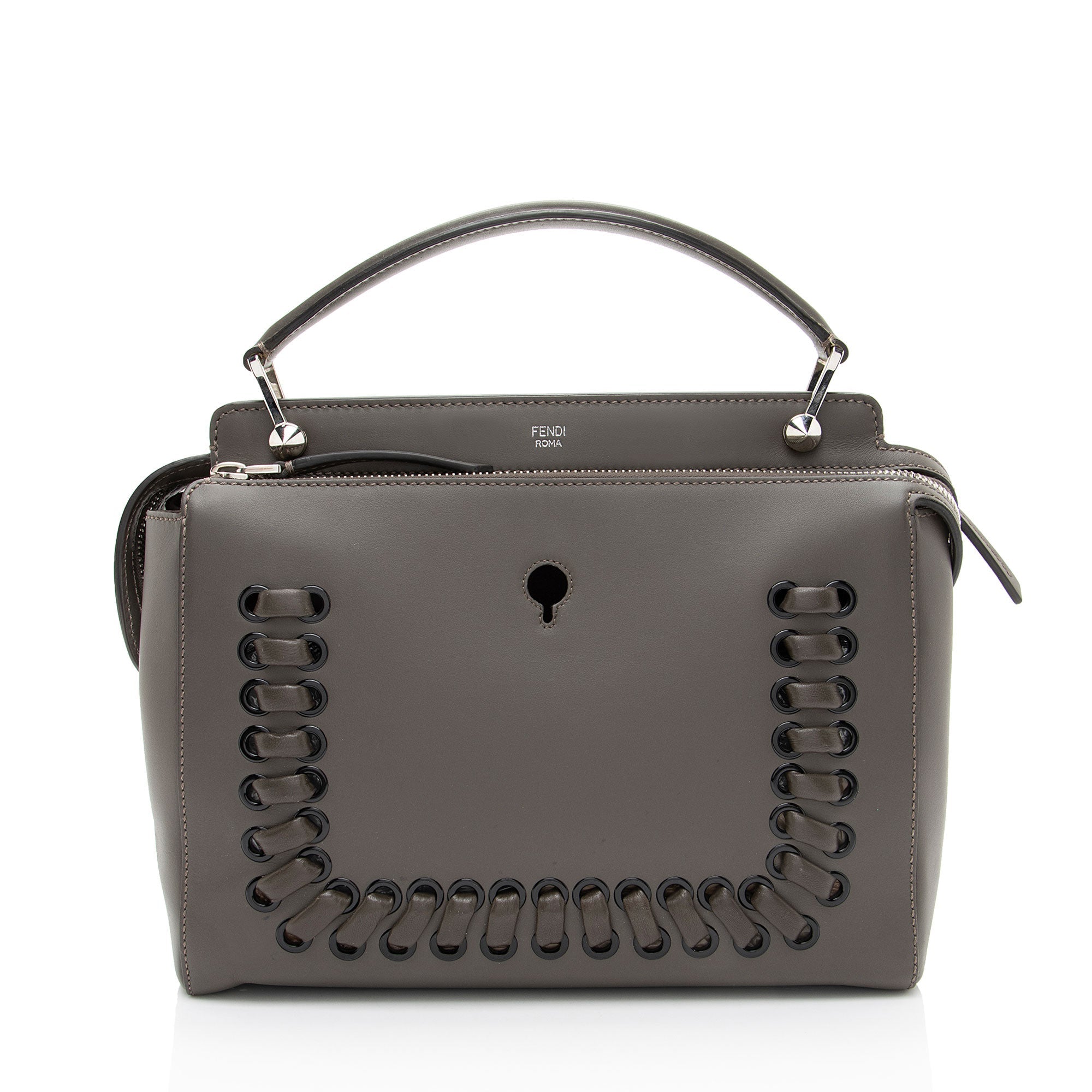 Fendi Calfskin Whipstitch Dotcom Medium Satchel