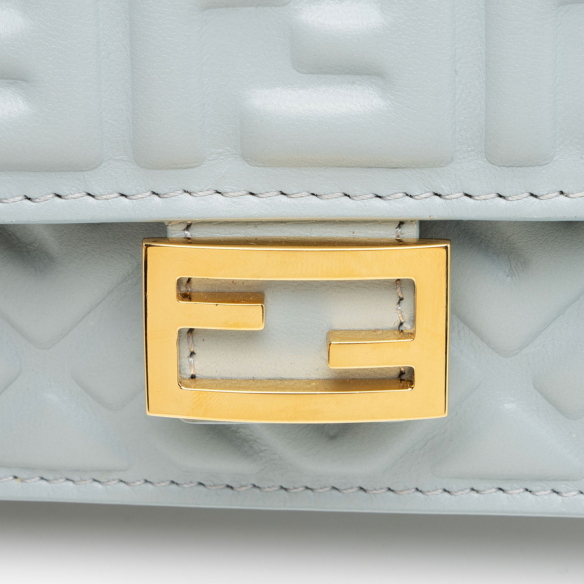Fendi Embossed Leather FF Baguette Wallet on Chain