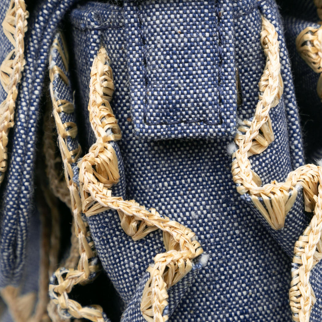 Fendi Embroidered Denim Ruffled F is Fendi Kan I Baguette
