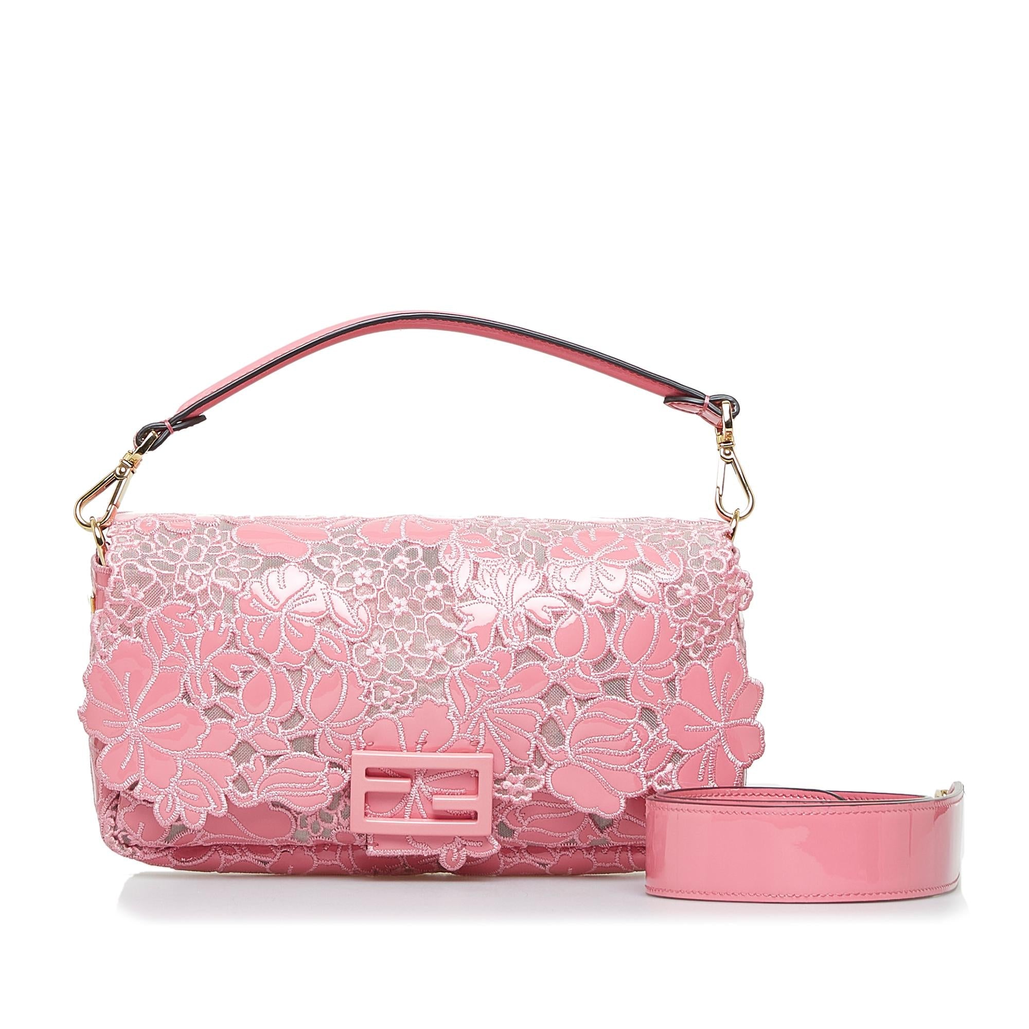 Fendi Embroidered Lace Baguette (SHG-PcQc93)