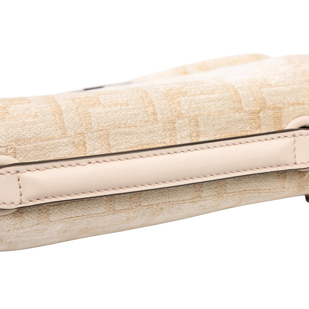 Fendi FF Chenille and Leather Chain Midi Baguette