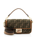 Fendi FF Embroidered Canvas Baguette Shoulder Bag