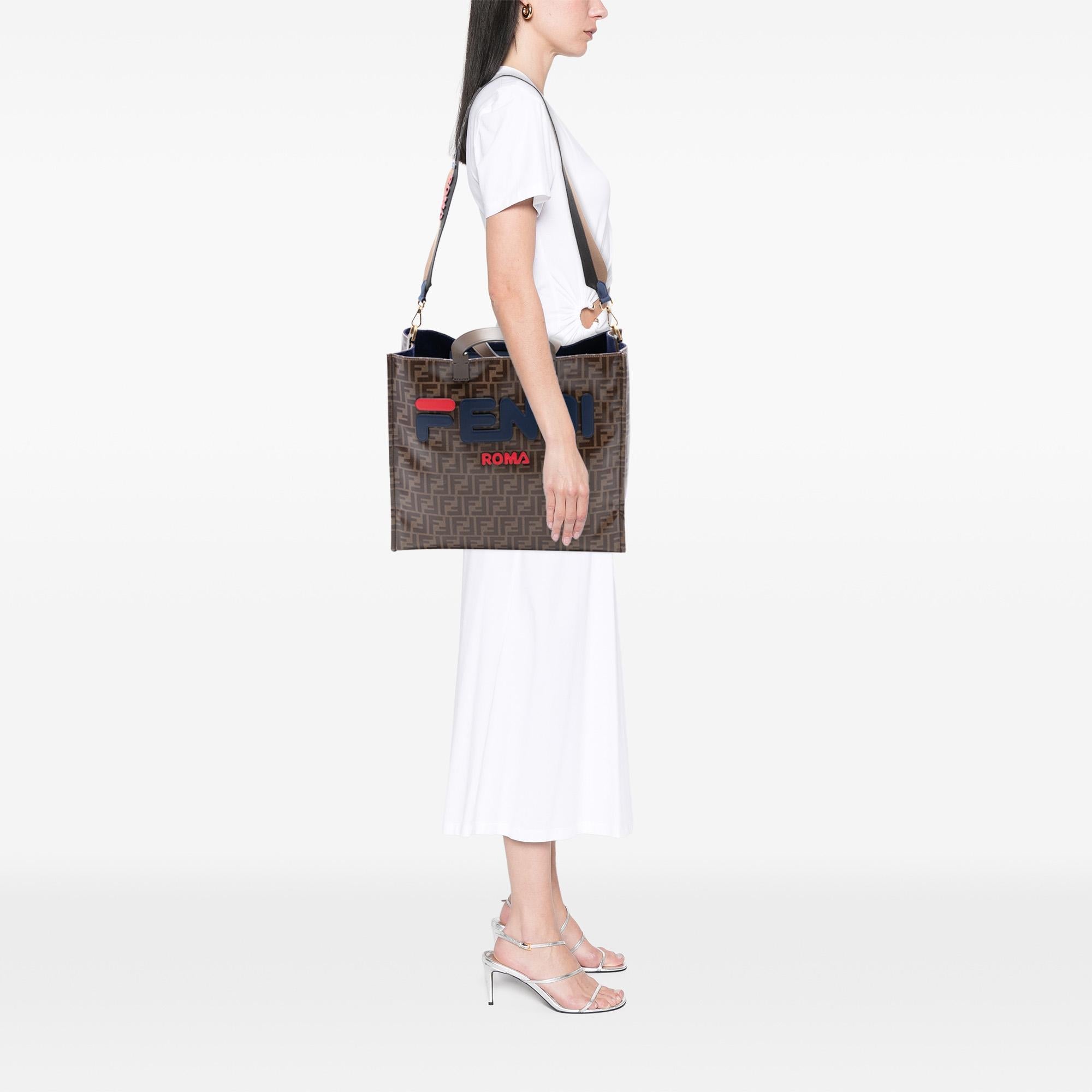 Fendi FILA Glazed Fabric FF 1974 Mania Shopping Tote