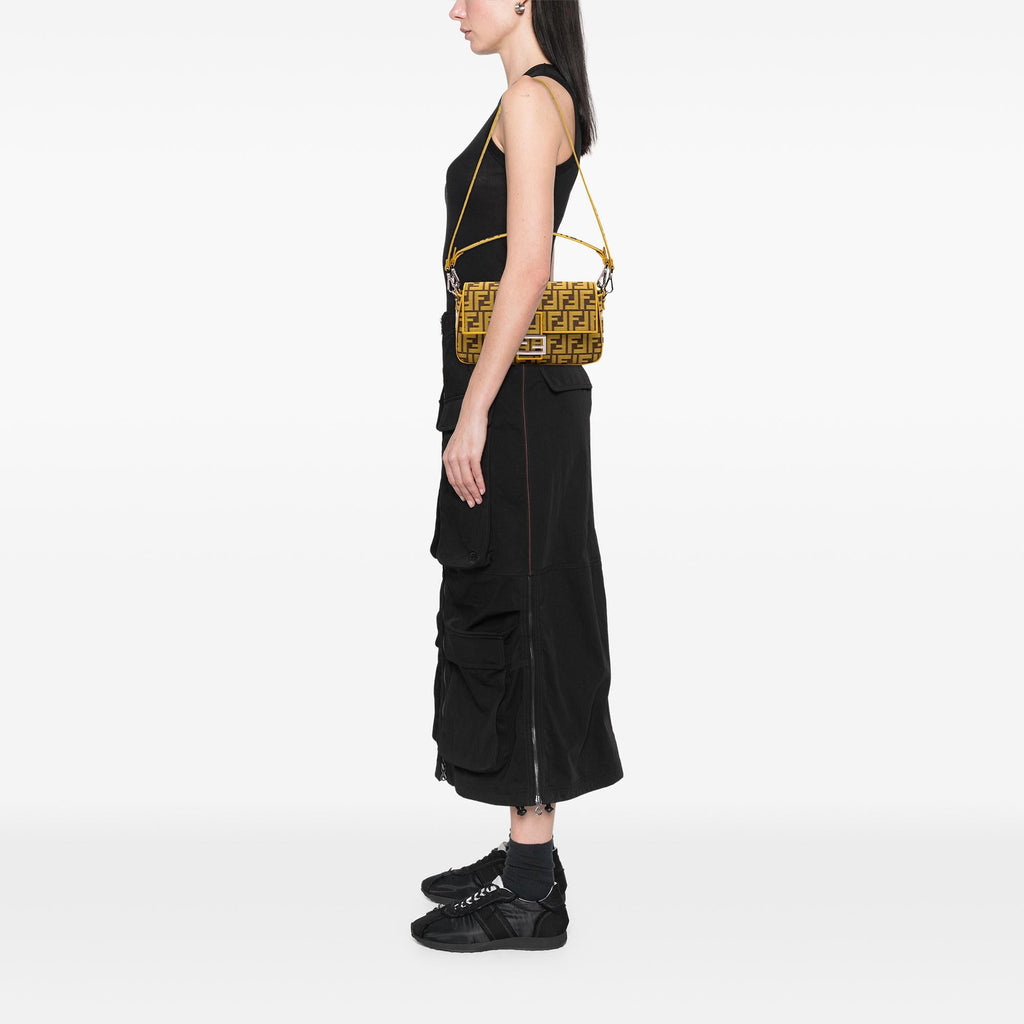 Fendi FRGMT x Zucca Embroidered Canvas Baguette Satchel