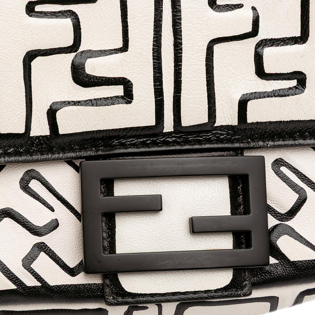 Fendi Joshua Vides California Sky Medium Embossed Leather Baguette Satchel