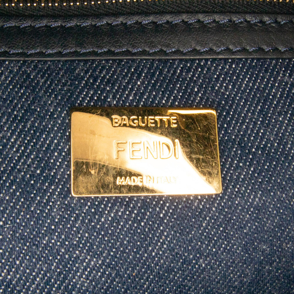 Fendi Large Denim Baguette Satchel (SHG-KcMfCV)