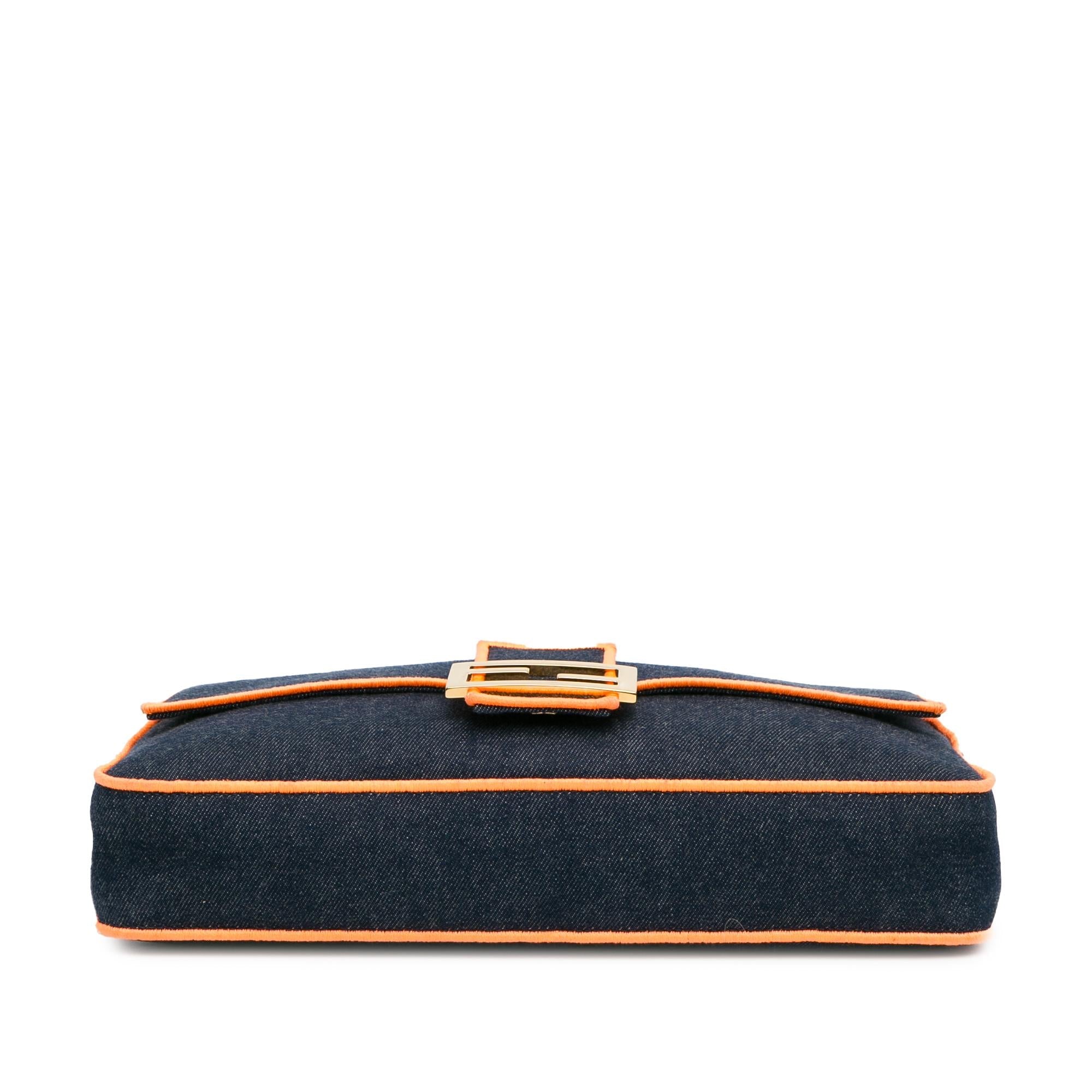 Fendi Large Denim Baguette Satchel (SHG-Oaub87)