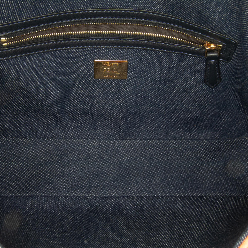 Fendi Large Denim Baguette Satchel (SHG-Oaub87)