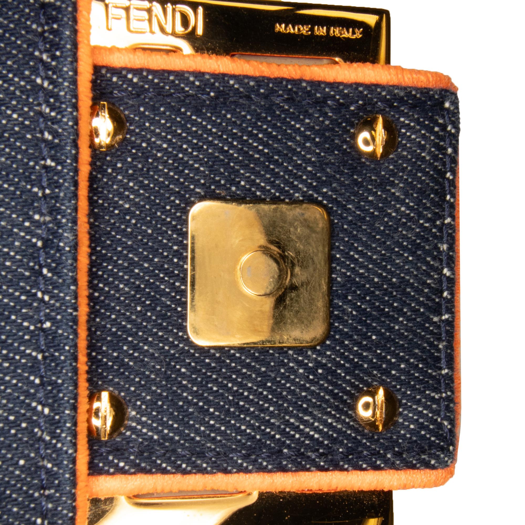 Fendi Large Denim Baguette Satchel