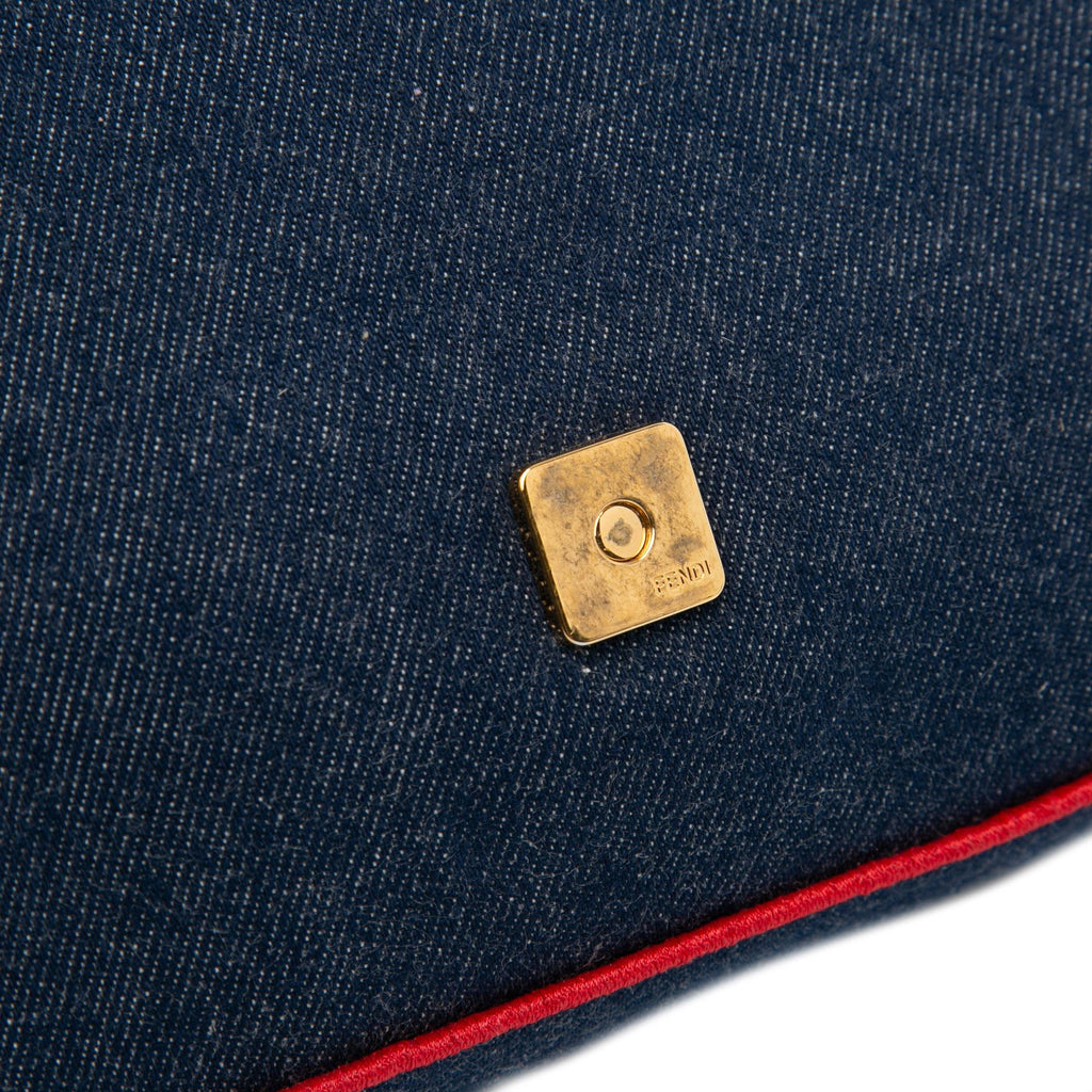 Fendi Large Denim Baguette Satchel