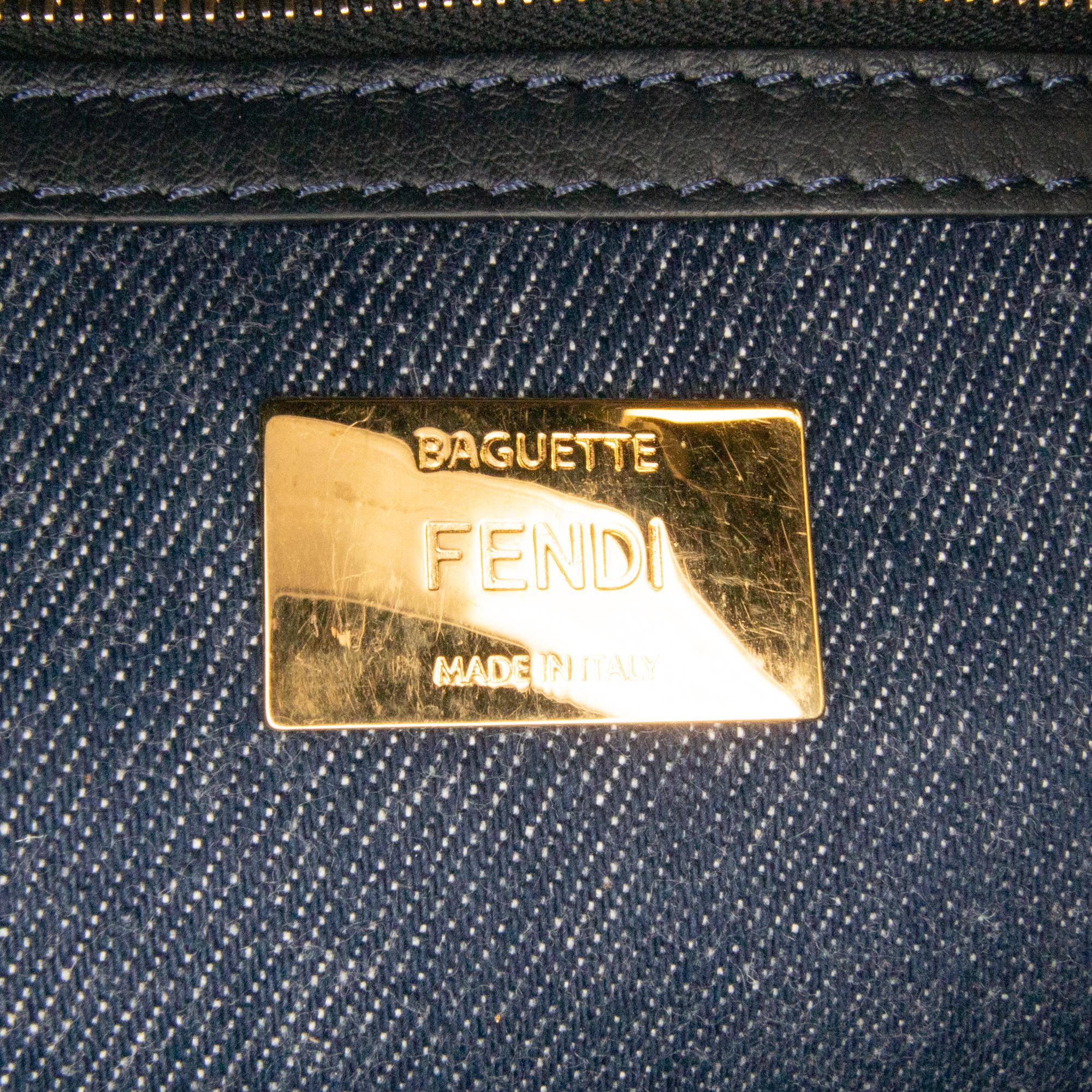 Fendi Large Denim Baguette Satchel