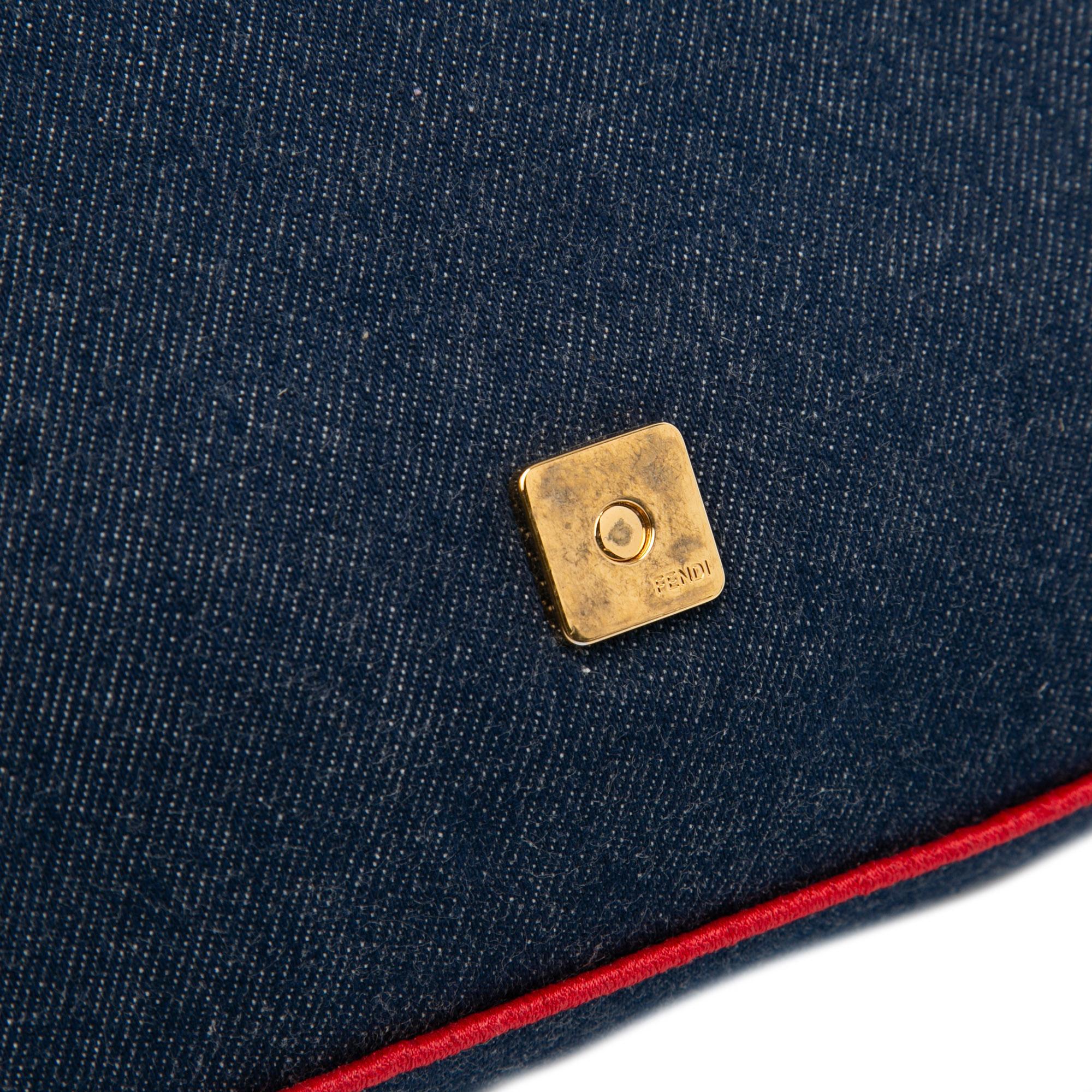 Fendi Large Denim Baguette Satchel