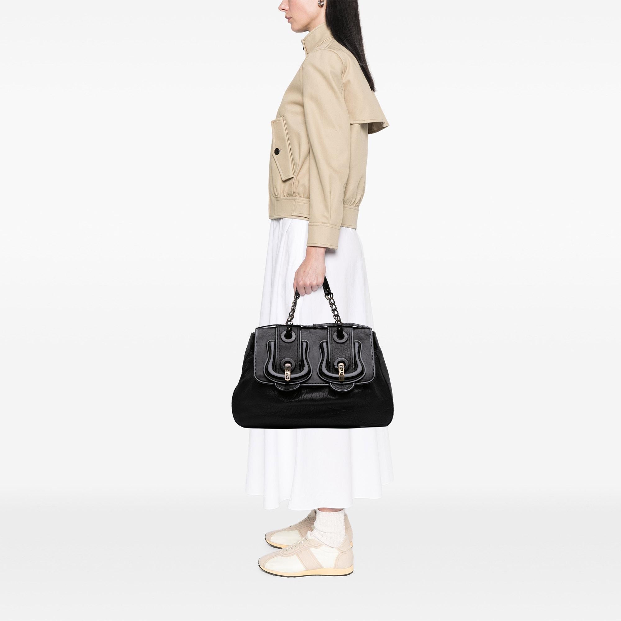 Fendi Large Leather B Bis Top Handle Bag