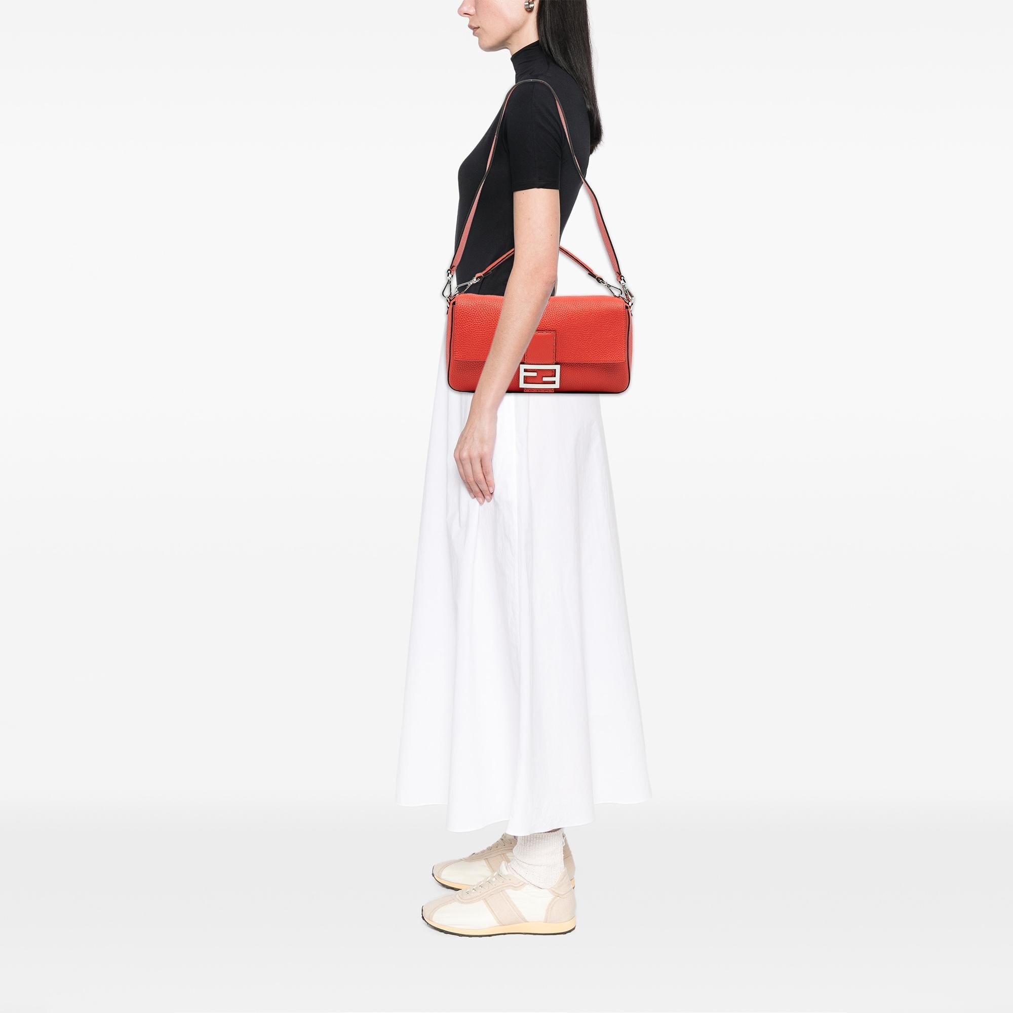 Fendi Large Leather Selleria Baguette Satchel