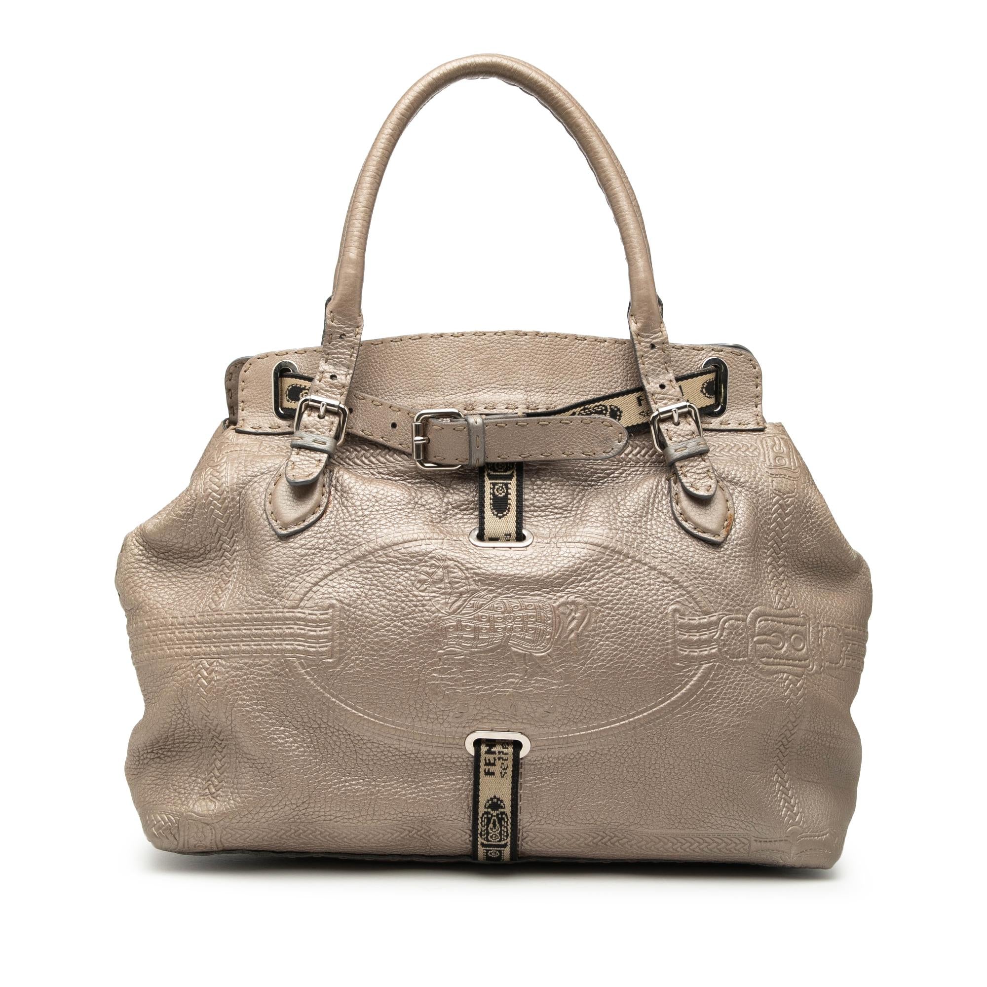 Fendi Large Leather Selleria Villa Borghese Tote
