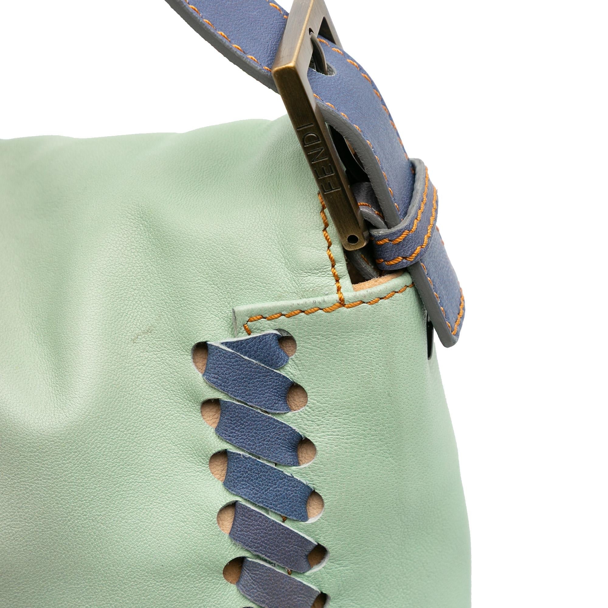 Fendi Large Multicolor Leather Whipstitch Baguette Crossbody