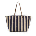 Fendi Large Zucca Canvas Pequin Striped Reversible Roll Tote